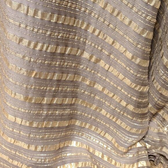 JAY AHR taupe & gold striped strapless floor length maxi dress, soie silk M - Picture 7 of 7